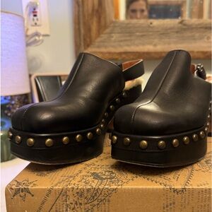 Free People Black Studded Mules